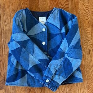 KIDS Zara Blue Geometric Button-Front Jacket